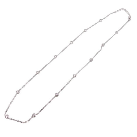 Cubic Zirconia and Rhodium - Diamond By The Yard Necklace - Picture 2 of 2